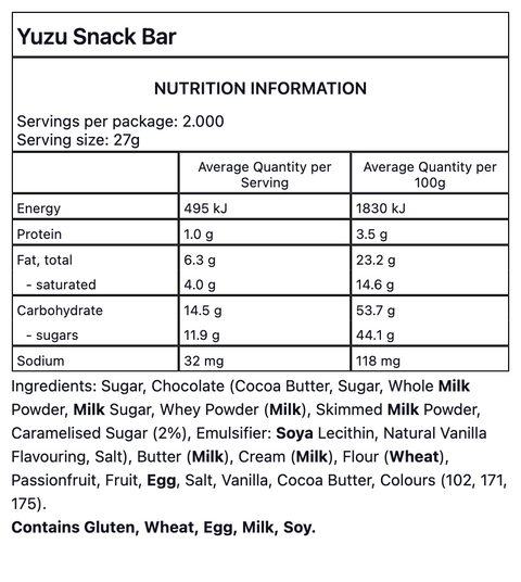 Yuzu Snack Bar (2pcs)